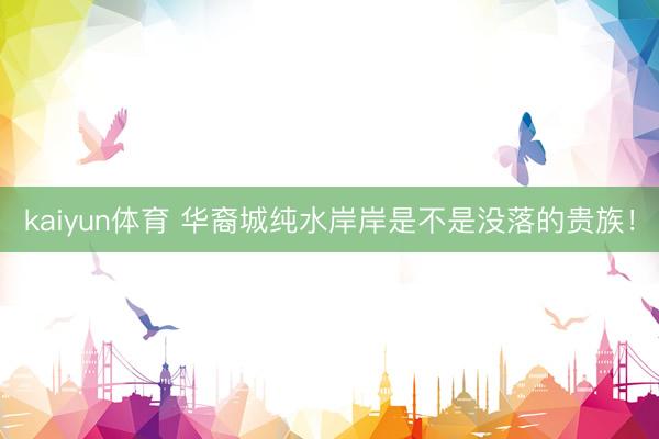 kaiyun体育 华裔城纯水岸岸是不是没落的贵族！