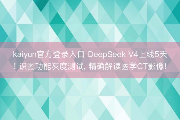 kaiyun官方登录入口 DeepSeek V4上线5天! 识图功能灰度测试, 精确解读医学CT影像!